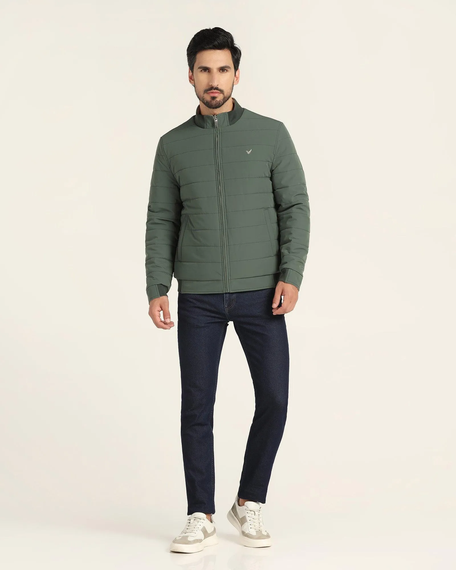 Reversible Olive Solid Zipper Jacket - Vietro