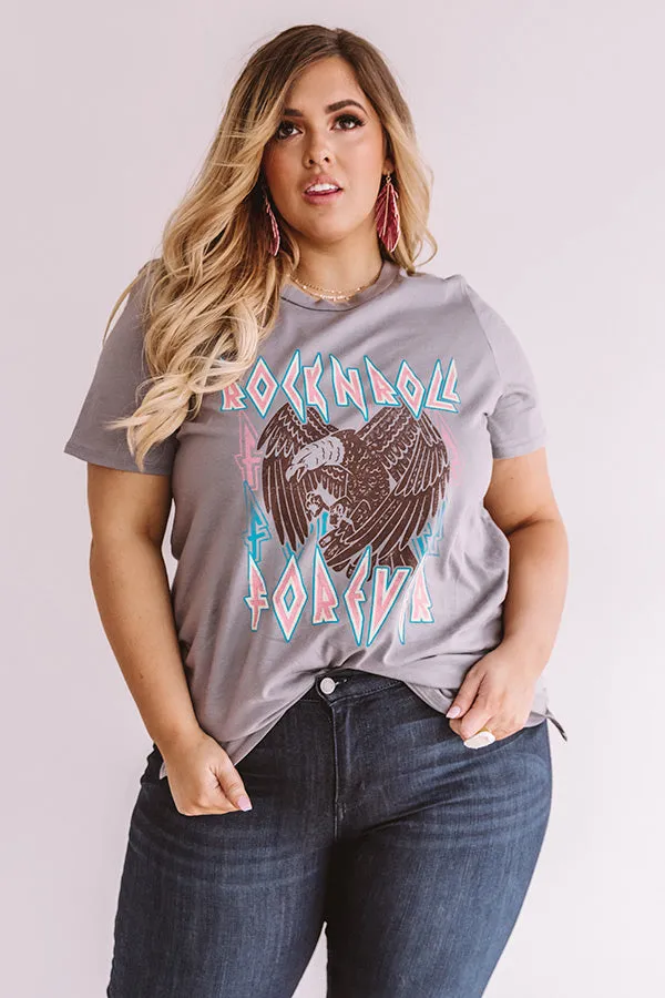 Rock N' Roll Forever Shift Tee In Grey Curves