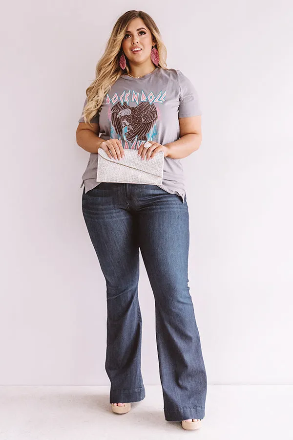 Rock N' Roll Forever Shift Tee In Grey Curves