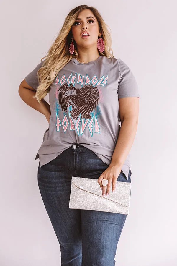 Rock N' Roll Forever Shift Tee In Grey Curves