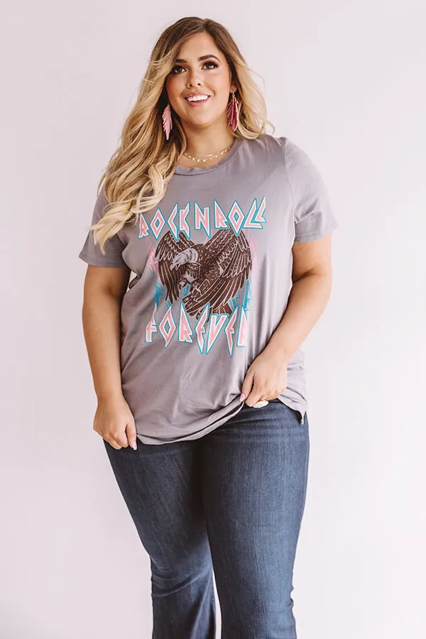 Rock N' Roll Forever Shift Tee In Grey Curves