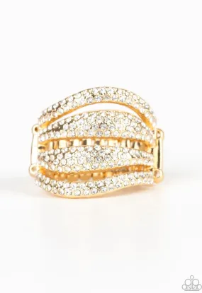 Roll Out The Diamonds Gold Ring - Paparazzi  Accessories