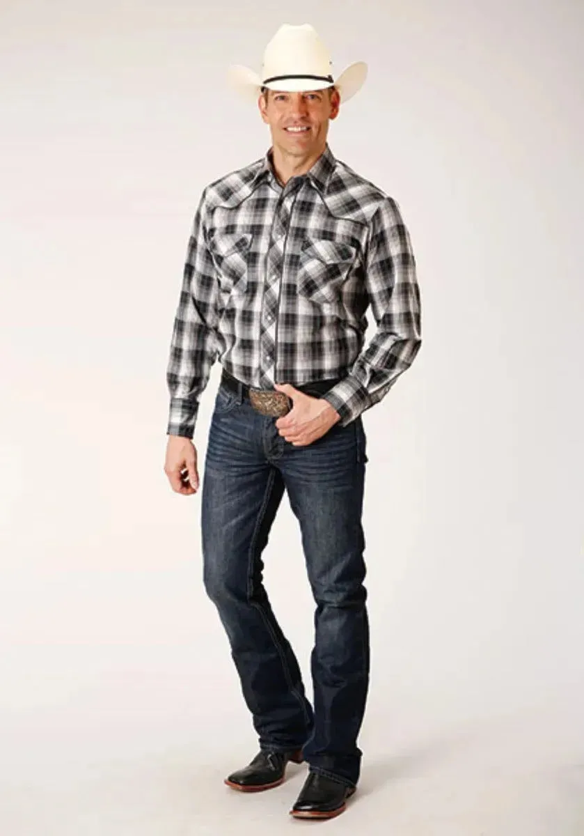 Roper Stormcloud Checkered (White) - Men's Western Shirt