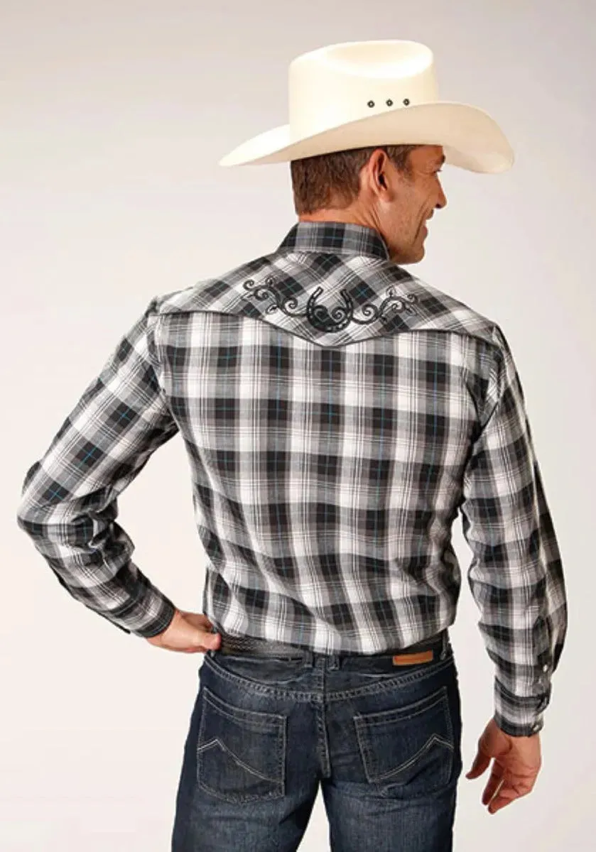 Roper Stormcloud Checkered (White) - Men's Western Shirt