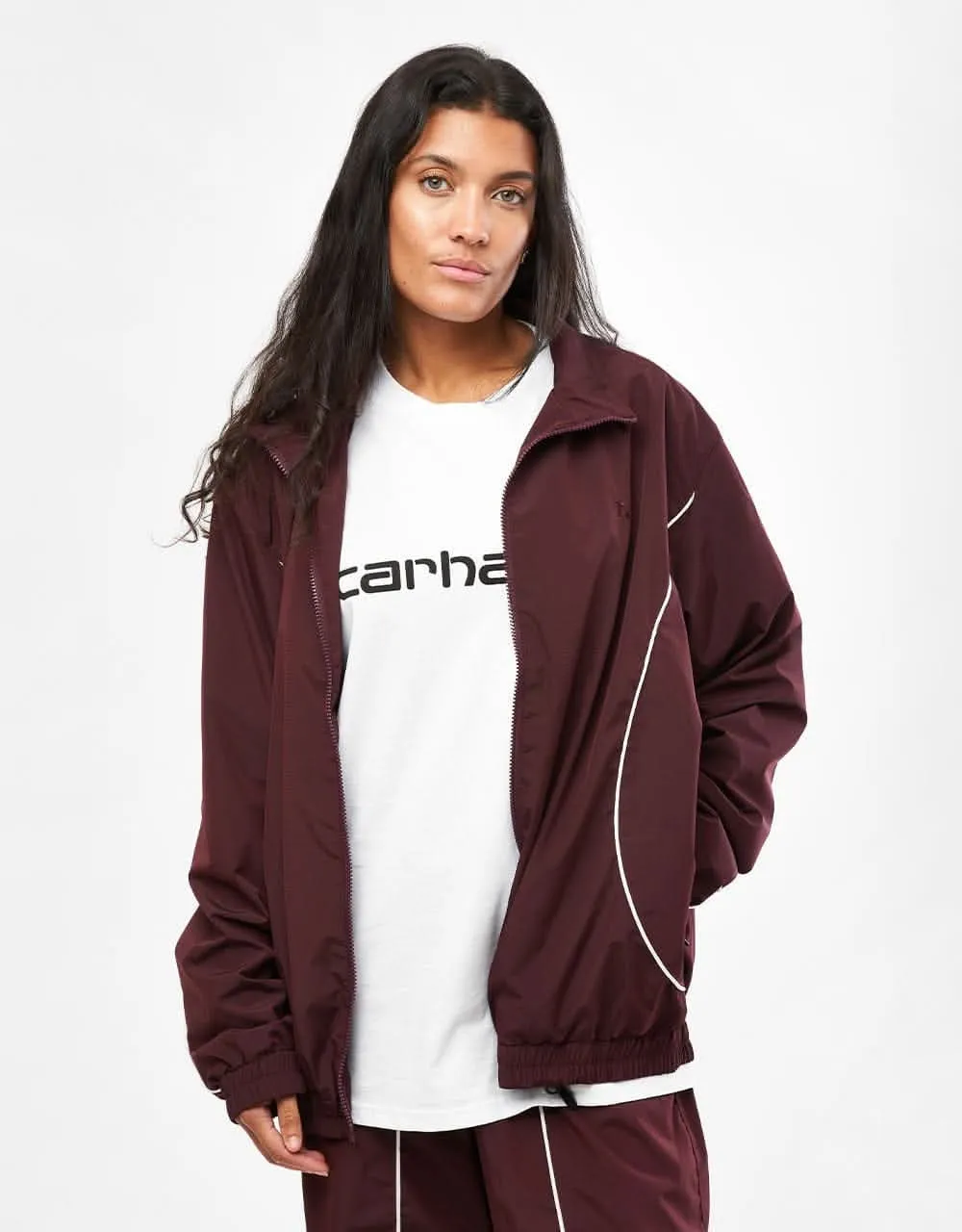 Route One Apex Track Jacket - Burgundy/Ivory