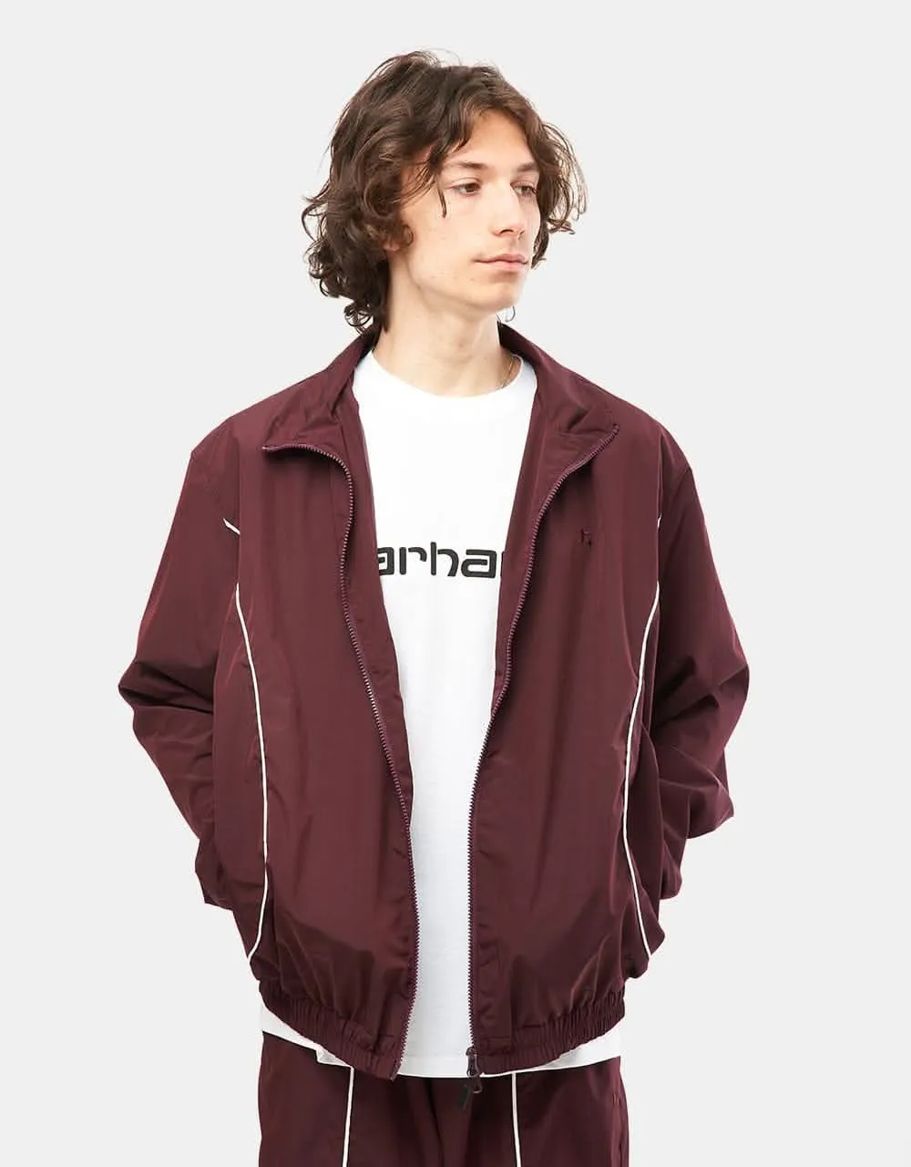 Route One Apex Track Jacket - Burgundy/Ivory