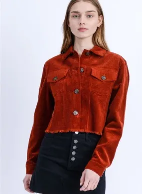 Rust Cropped Cord Jacket