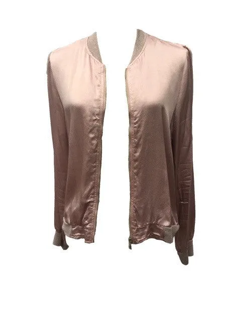 Satin Bommer Jacket in Pink