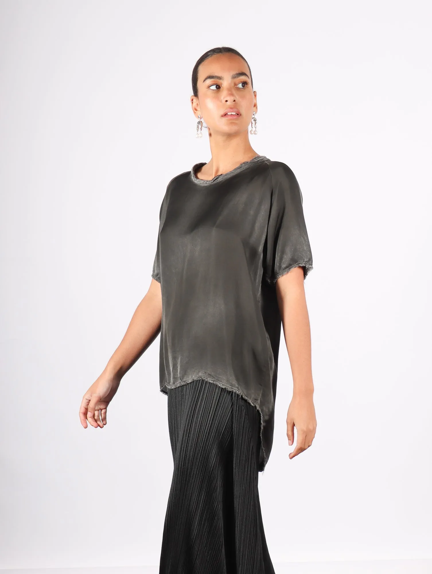 Satin T-Shirt in Grey Storm by Sanctamuerte