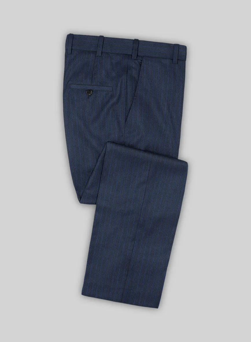 Scabal Londoner Floras Stripe Blue Wool Pants