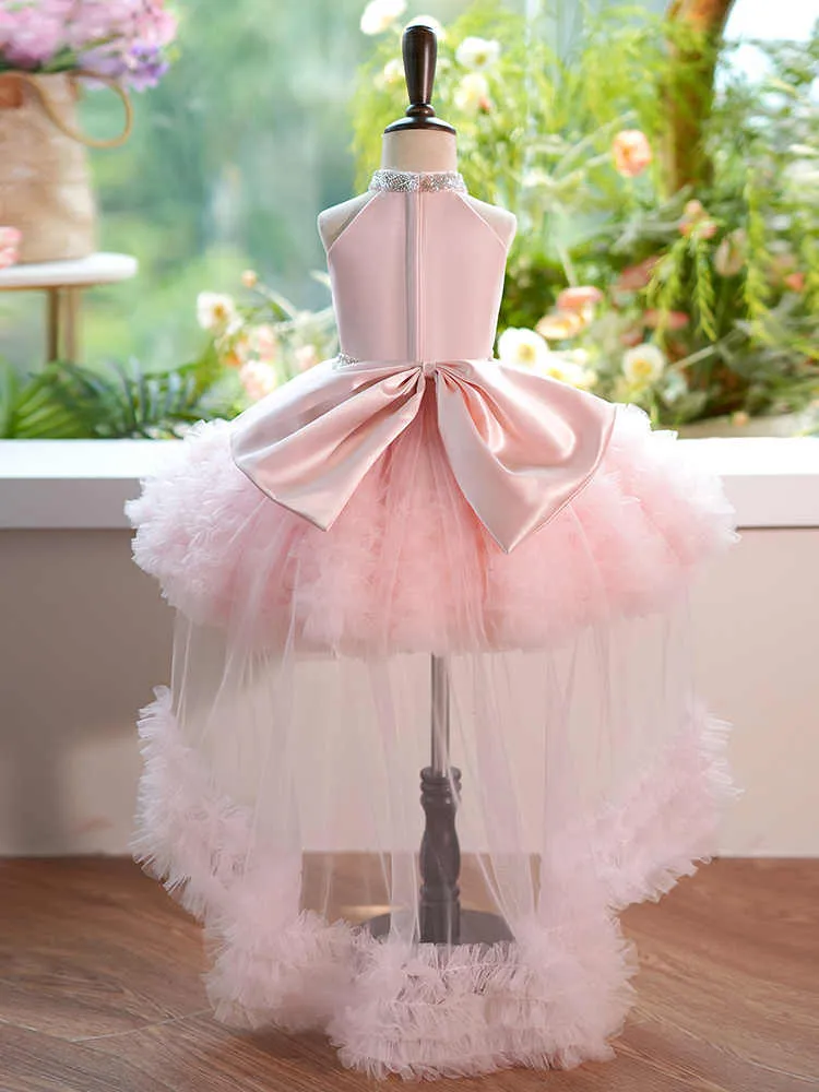 SCH138 Party fluffy mesh princess dress birthday big bow tail flower girl dress