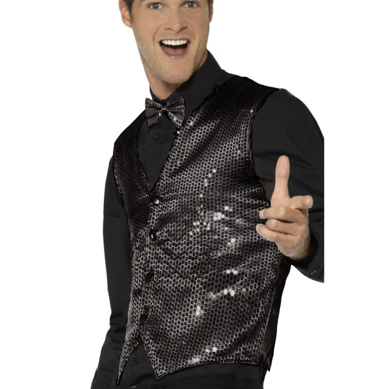 Sequin Waistcoat, Black