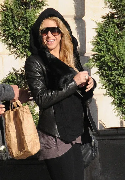 Shakira Brown Fur Winter Leather Jacket