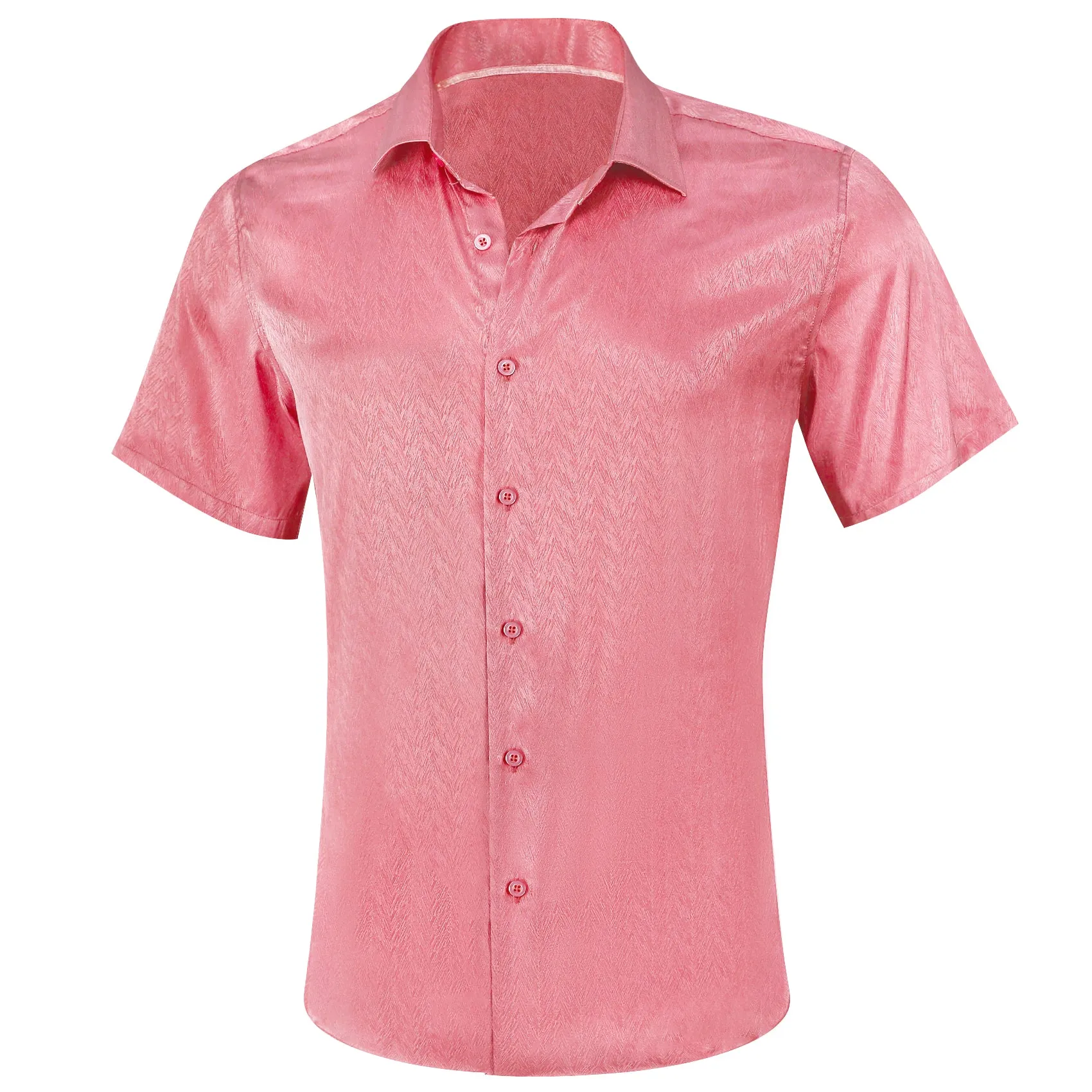 Shock Pink Solid Men's Short Sleeve Shirt