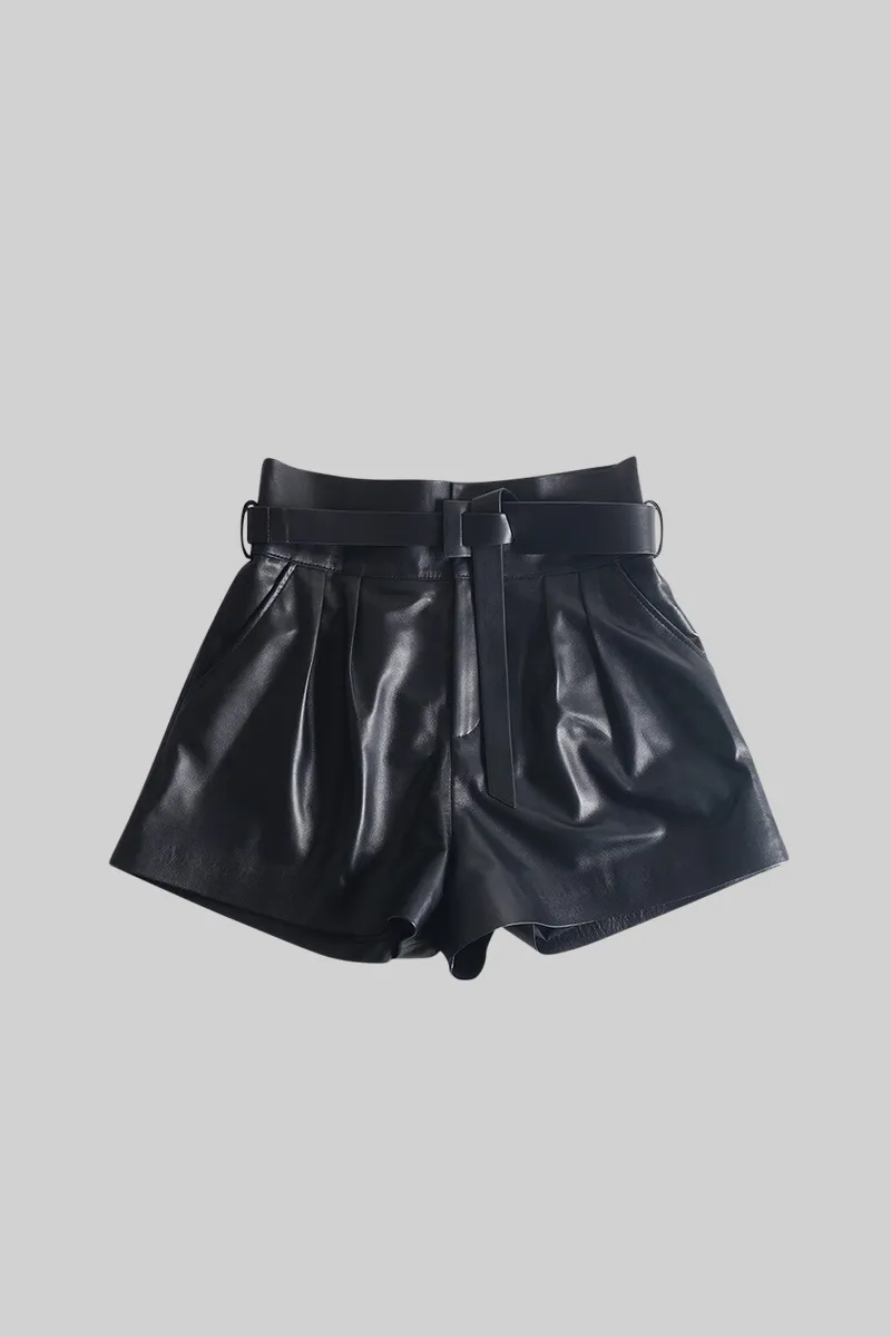 Short en cuir - Noir