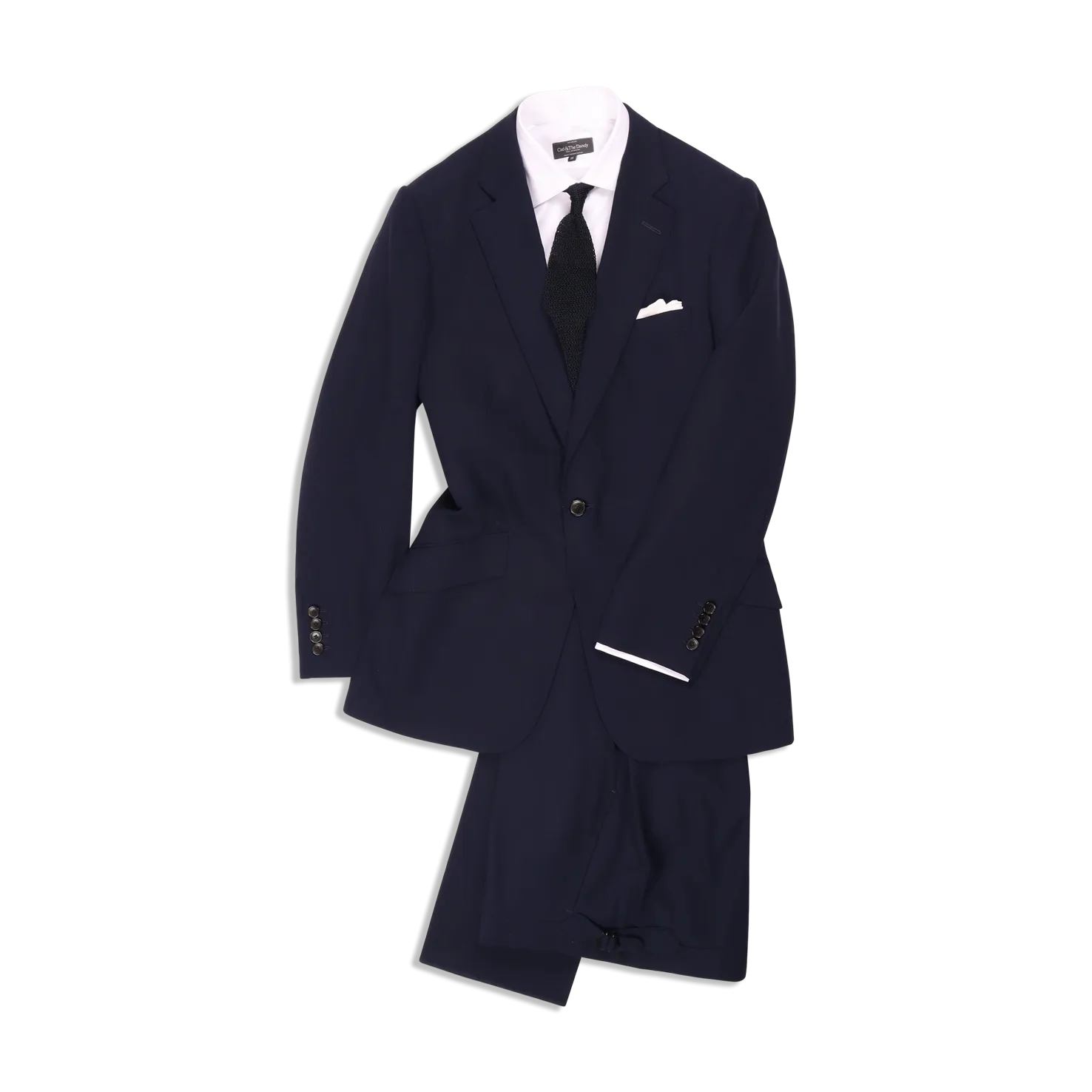 Single Breasted Notch Lapel Suit in Navy Blue Tropical Wool