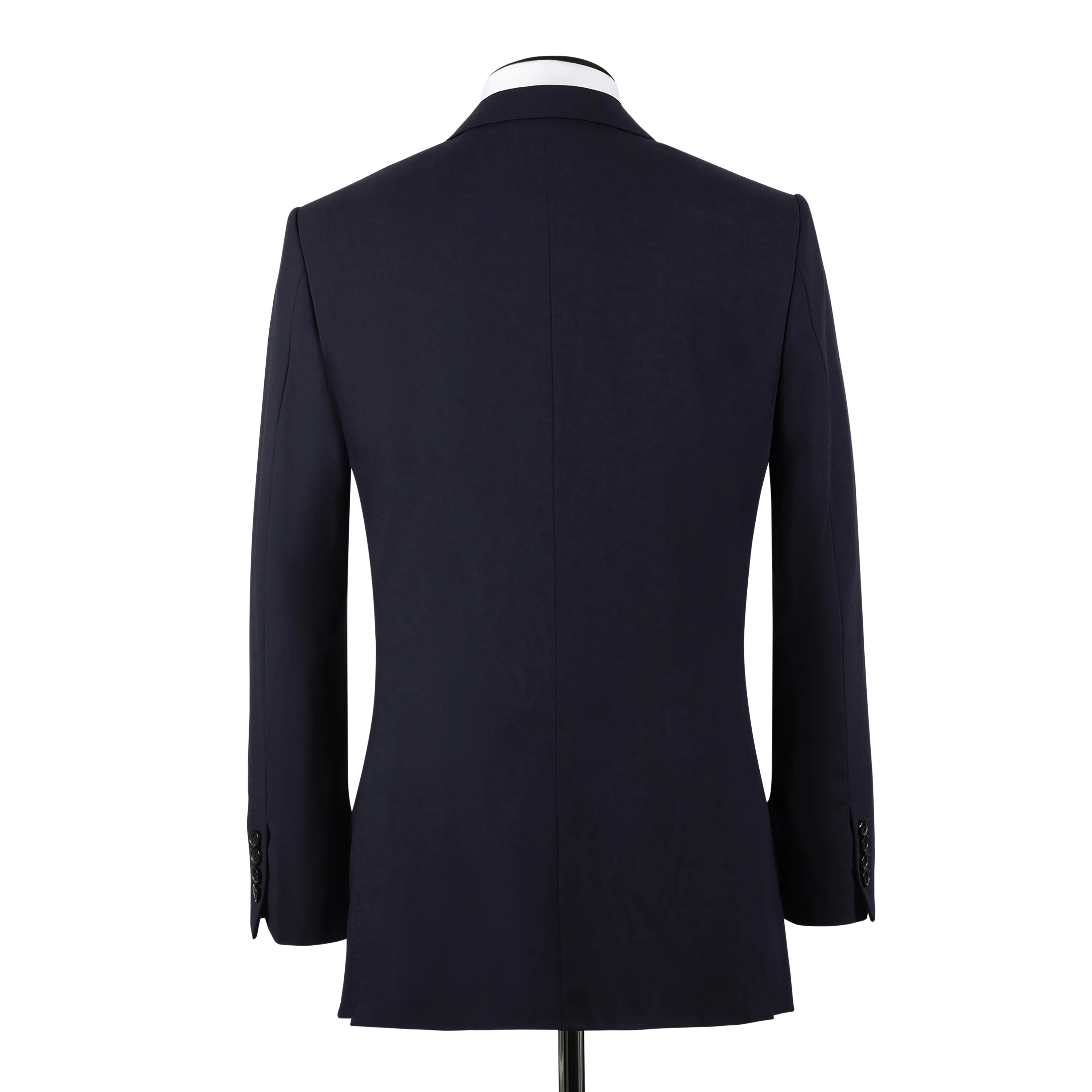 Single Breasted Notch Lapel Suit in Navy Blue Tropical Wool