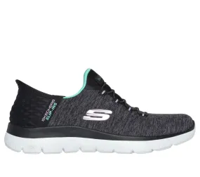 'Skechers' Women's Slip-ins: Summits-Dazzling Haze - Black / Turquoise (Wide)