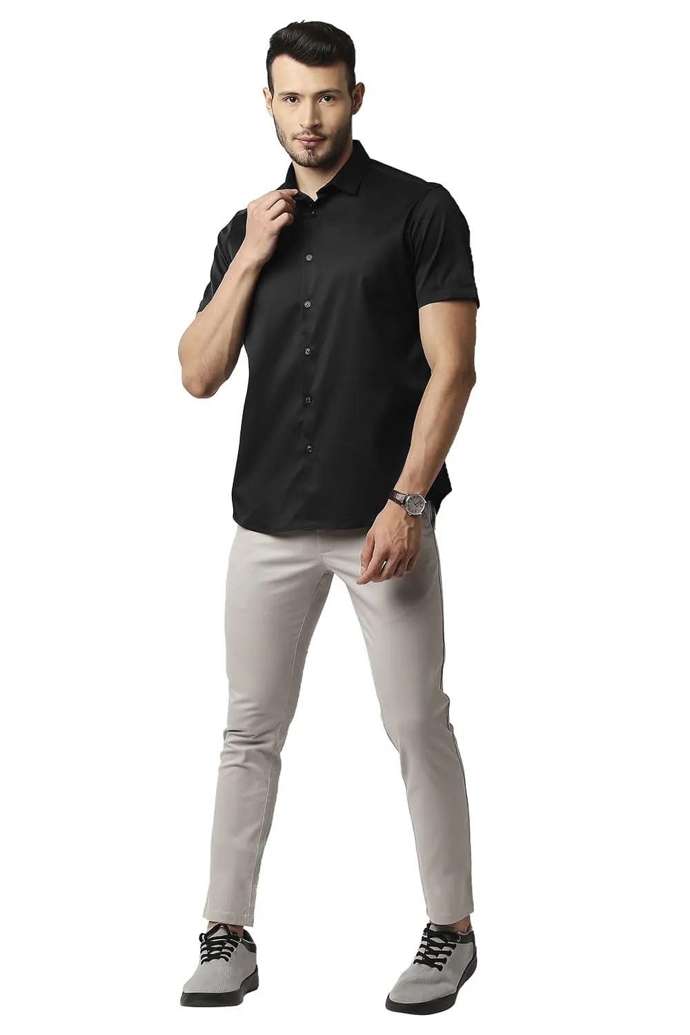 Slim Fit Polyester Stretch Halfsleeves Shirt