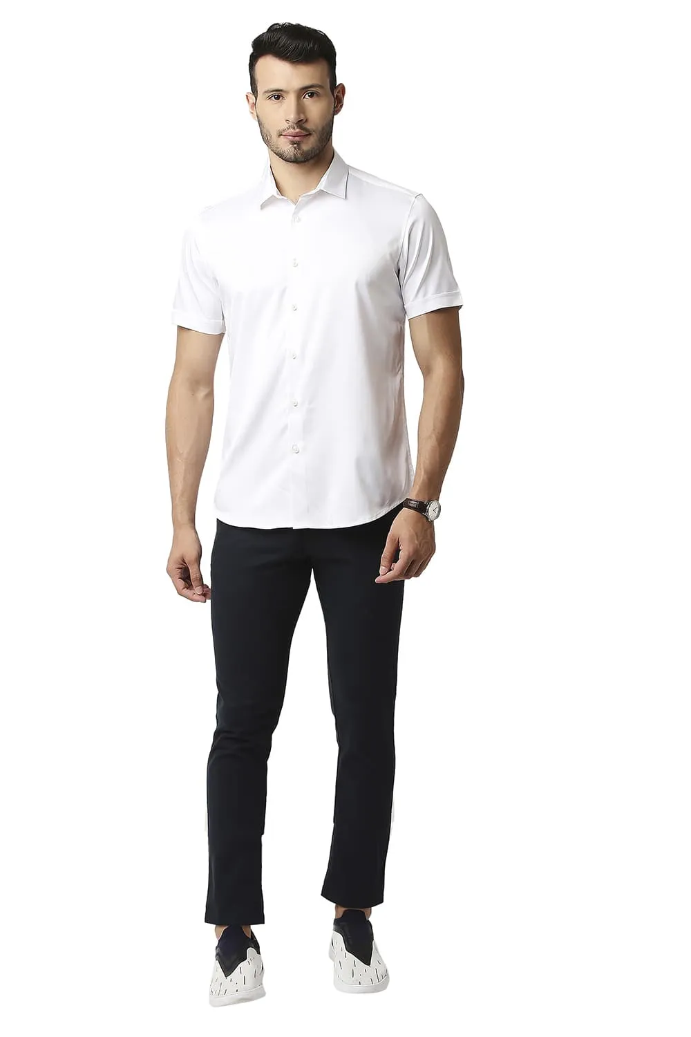 Slim Fit Polyester Stretch Halfsleeves Shirt