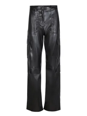 Soft eco leather black cargo trousers