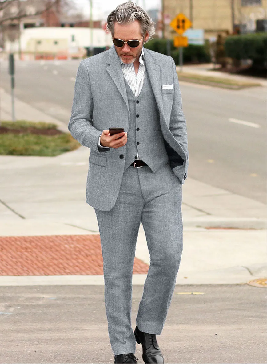 Solbiati Art Du Lin Blue Gray Linen Suit