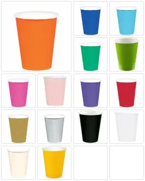 Solid Color Cups, 9oz, Paper - 20/Pack or 120/Case