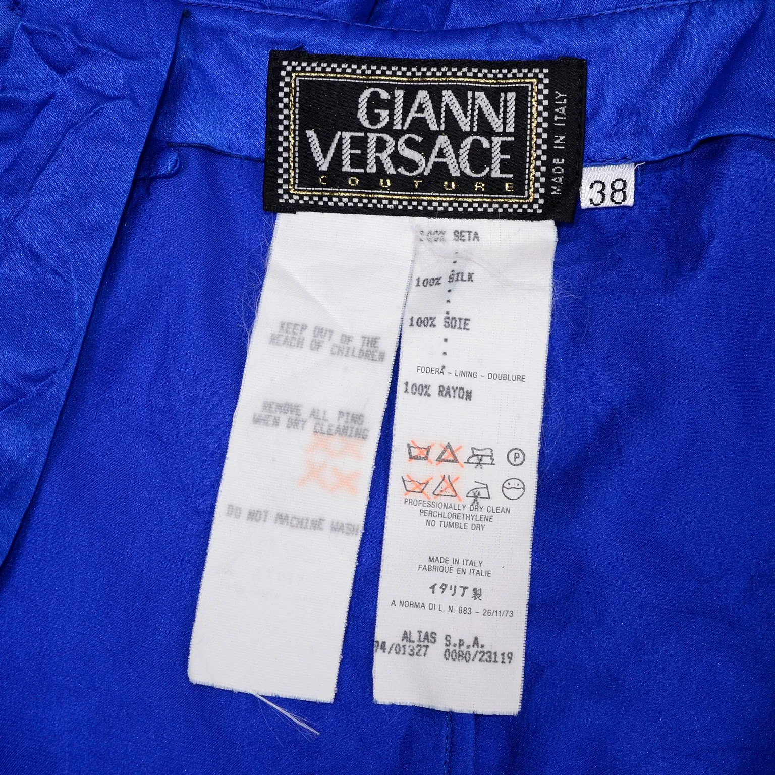 SS 1994 Gianni Versace Couture Blue Silk Pleated Dress 2/4