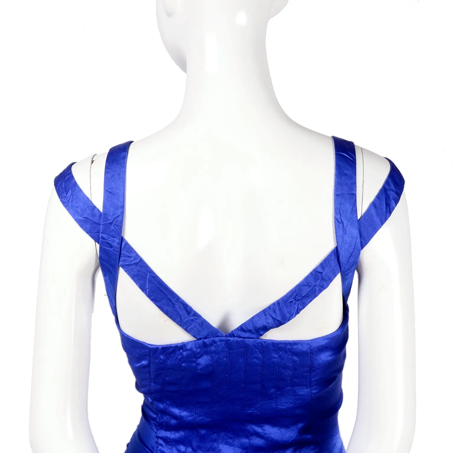 SS 1994 Gianni Versace Couture Blue Silk Pleated Dress 2/4