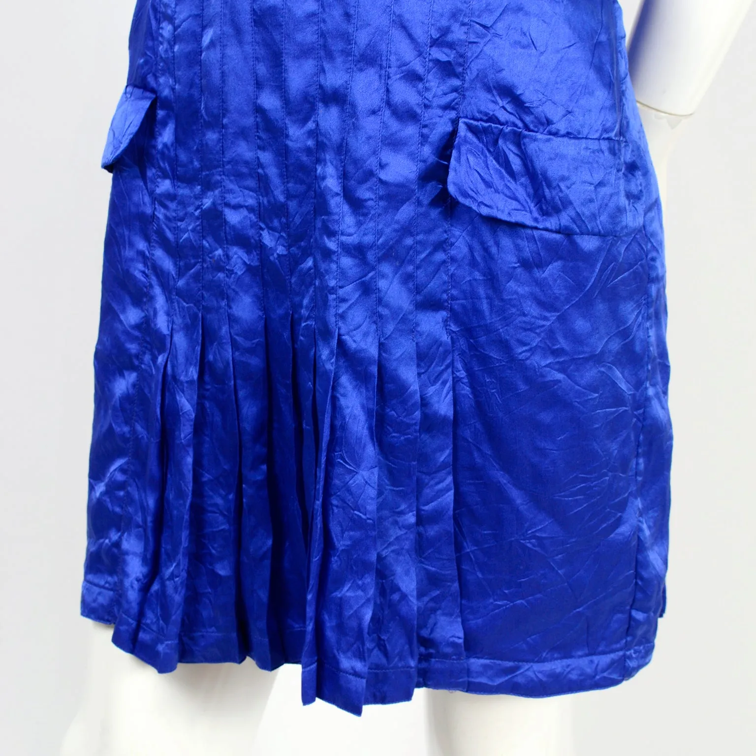 SS 1994 Gianni Versace Couture Blue Silk Pleated Dress 2/4