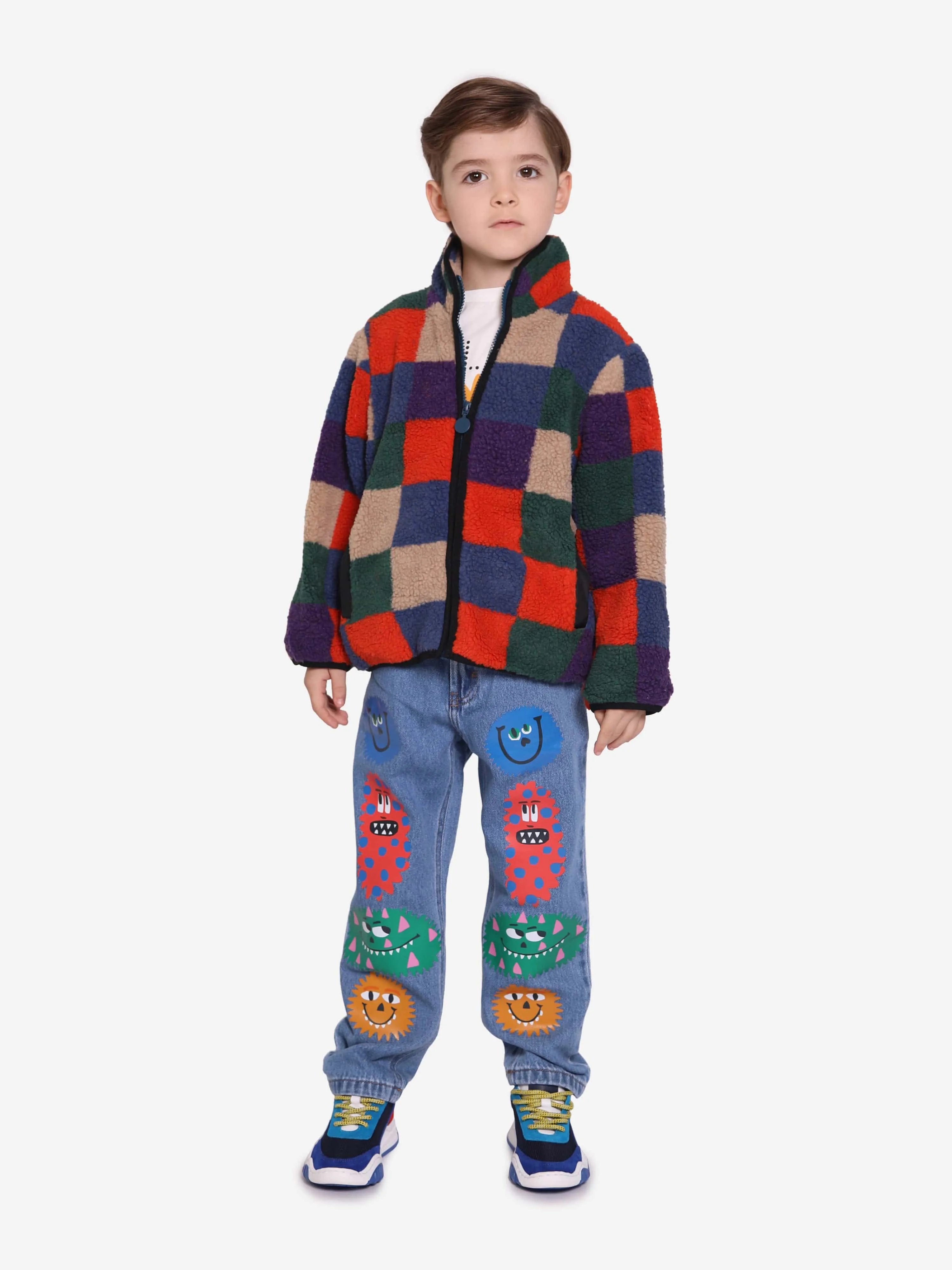 Stella McCartney Boys Faux Shearling Jacket in Multicolour