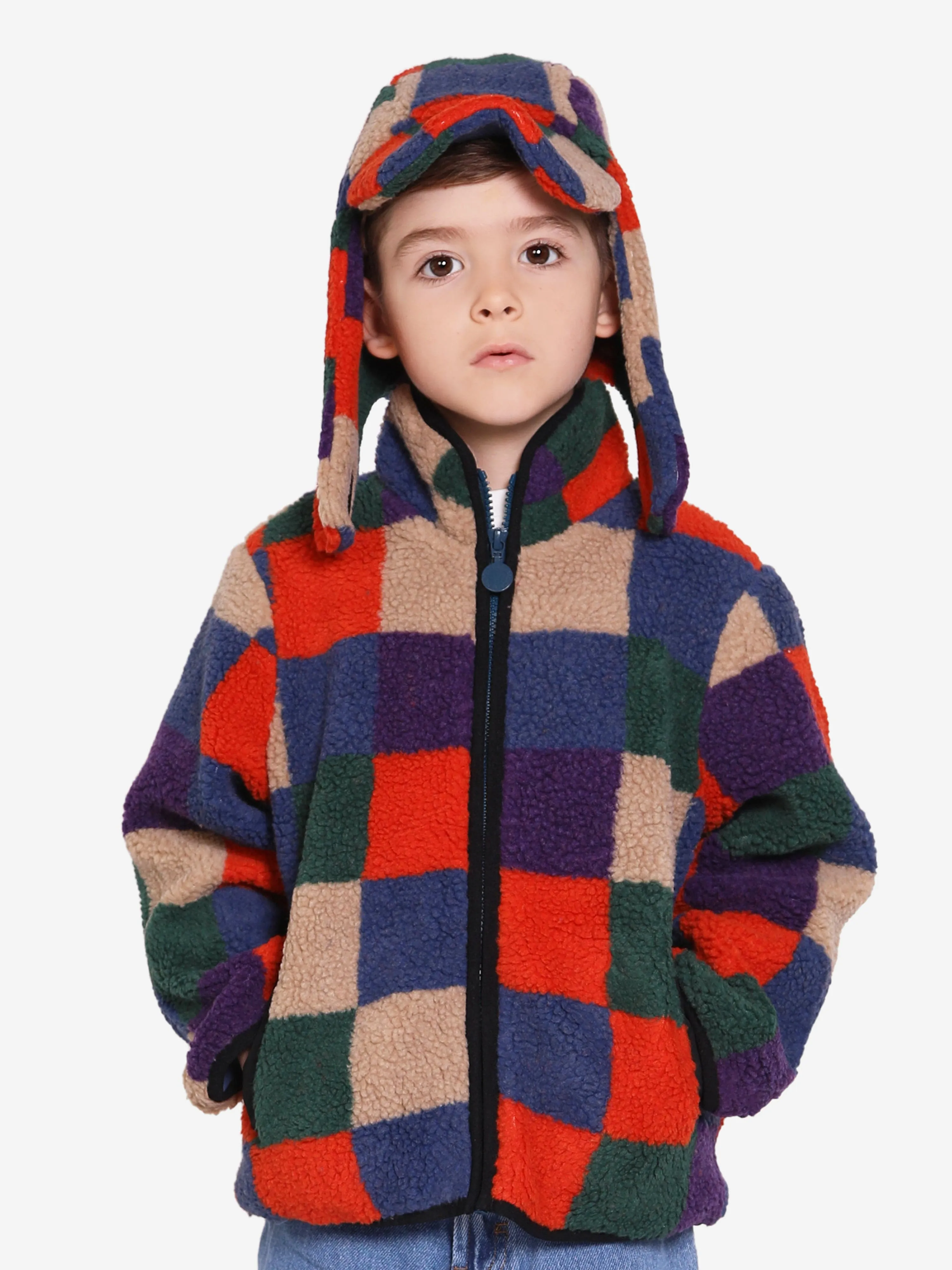 Stella McCartney Boys Faux Shearling Jacket in Multicolour