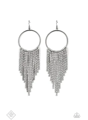 Streamlined Shimmer Black earrings - Paparazzi Accessories