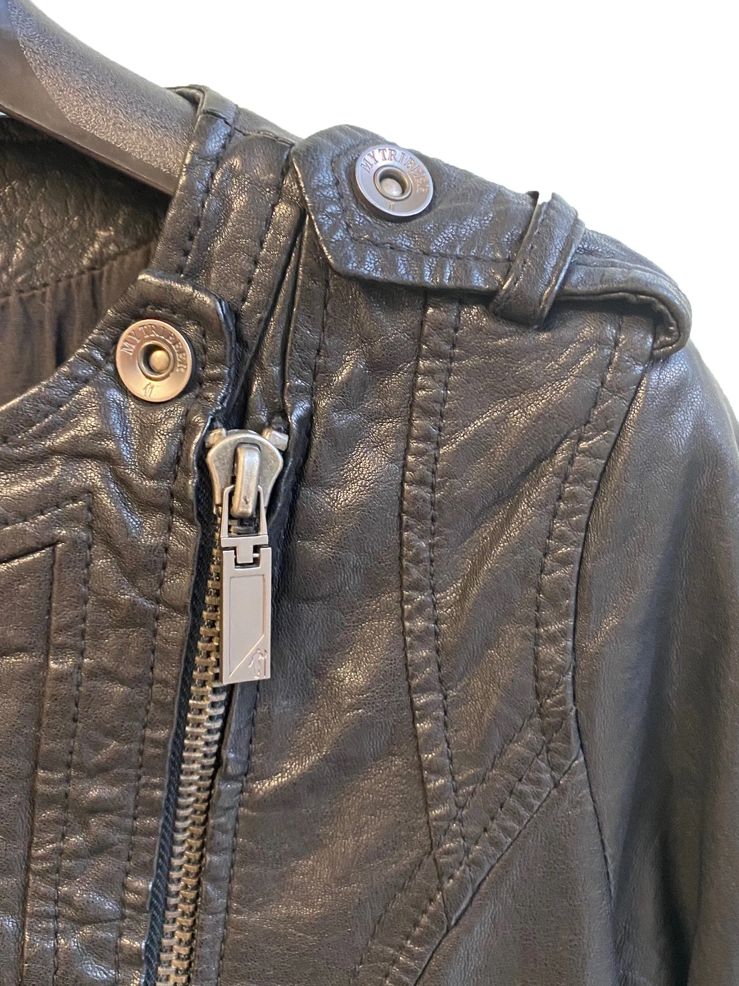 Stylish Vintage Wash Vegetable Tanned Leather Biker Jacket