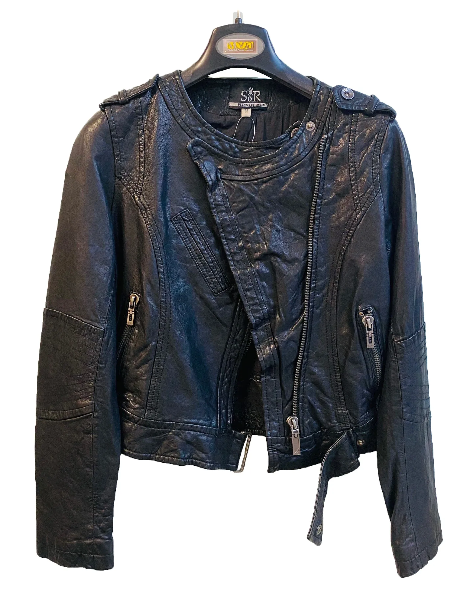 Stylish Vintage Wash Vegetable Tanned Leather Biker Jacket