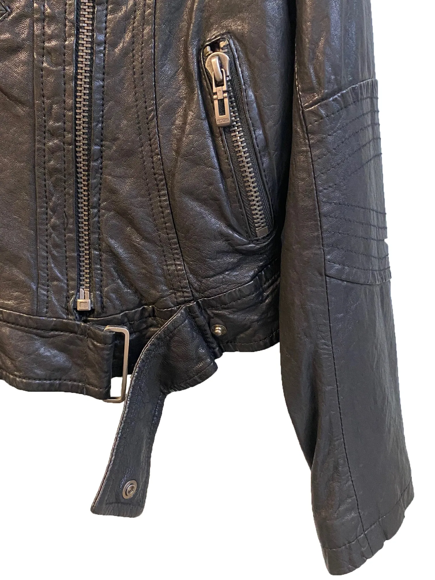 Stylish Vintage Wash Vegetable Tanned Leather Biker Jacket