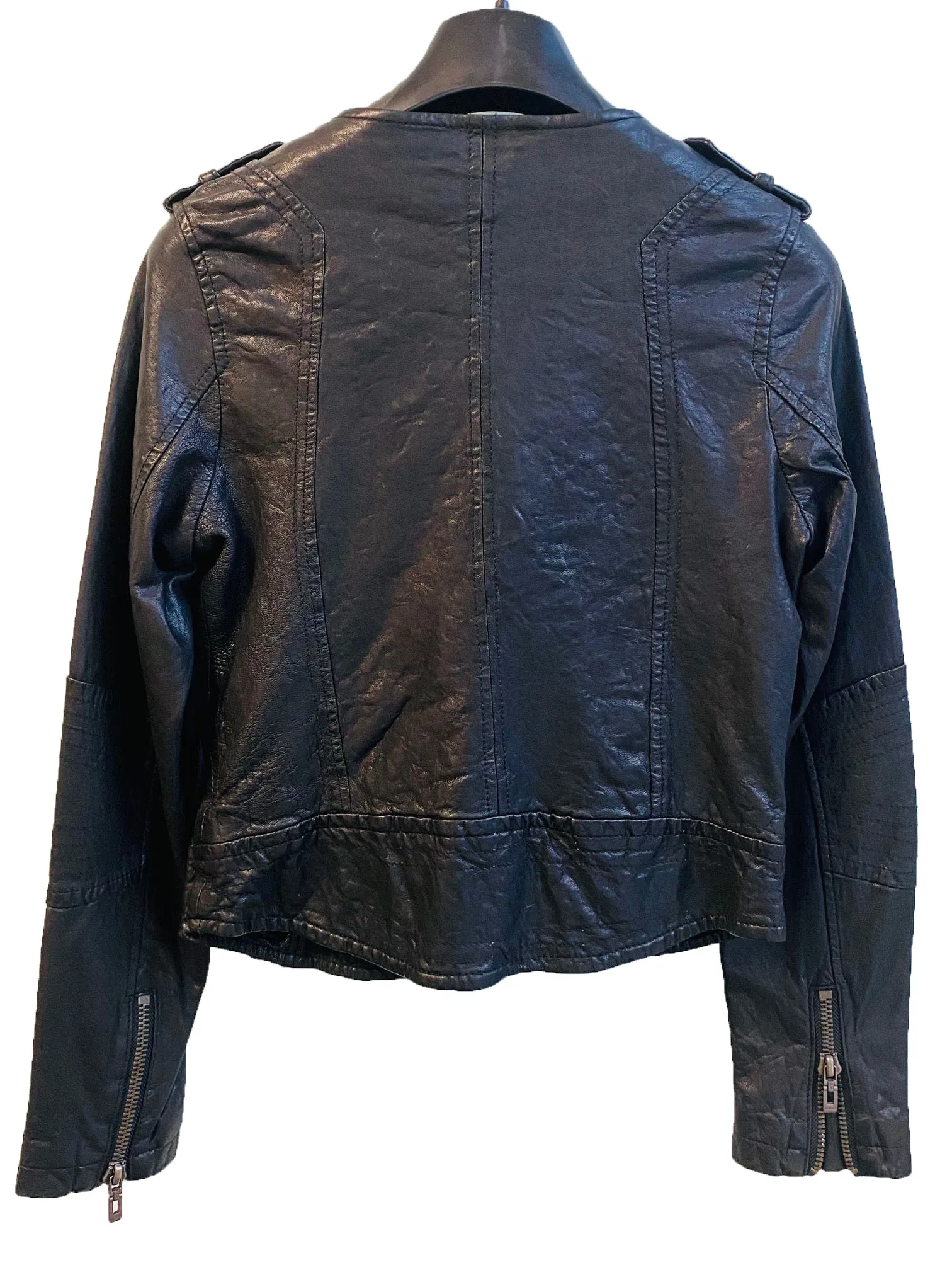 Stylish Vintage Wash Vegetable Tanned Leather Biker Jacket