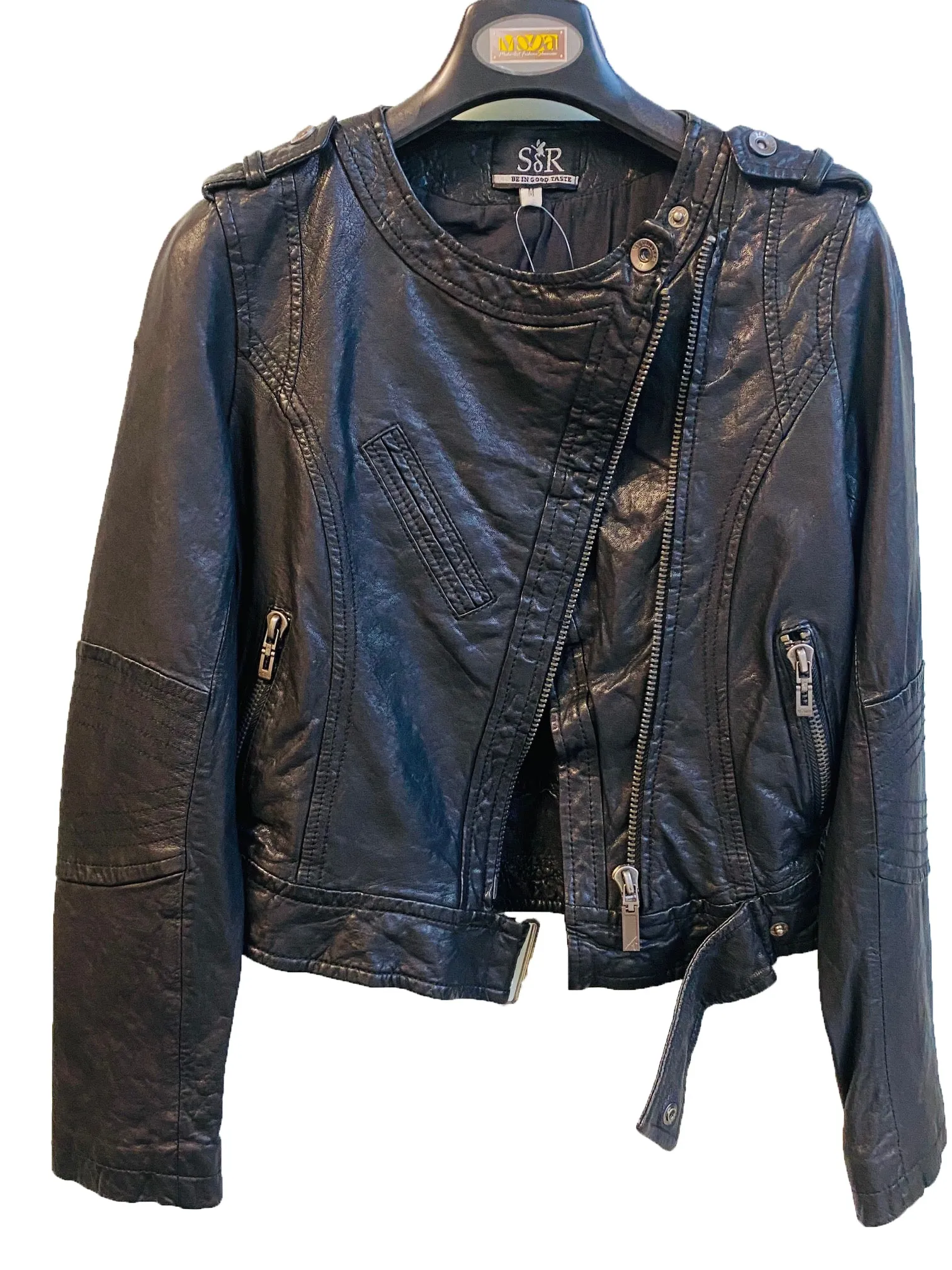 Stylish Vintage Wash Vegetable Tanned Leather Biker Jacket