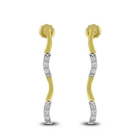 Sway Mini Diamond Earrings (0.15 ct Diamonds) in Yellow & White Gold