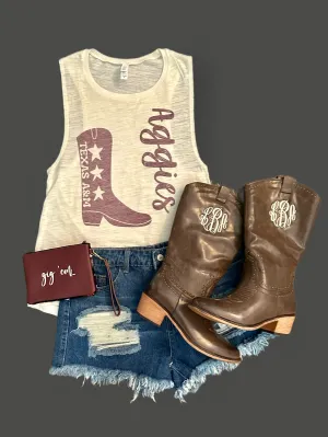 Texas A&M Boot Tops (Tank & Tee)