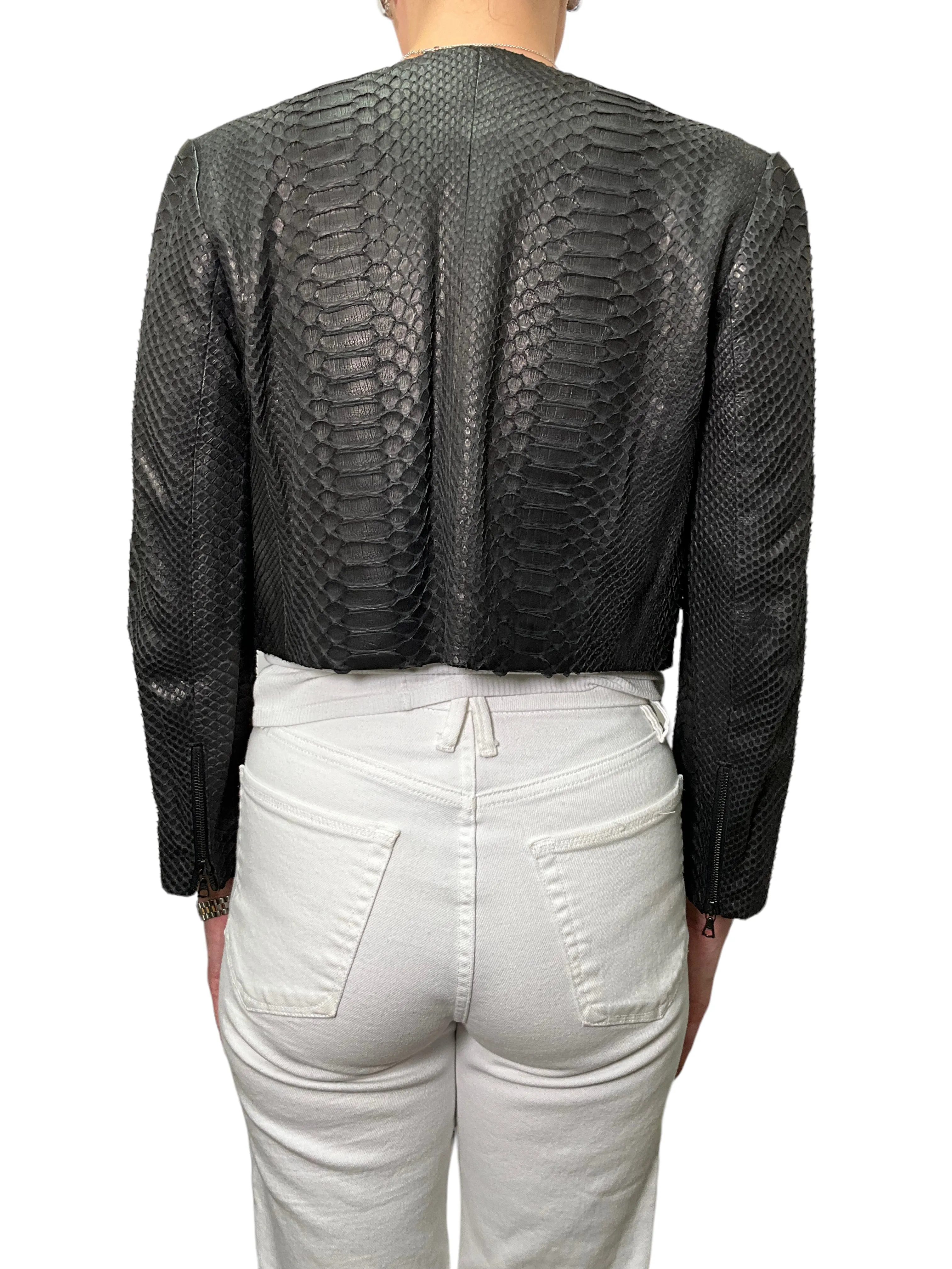 The Row Python Snakeskin Cropped Stanta Jacket Size 6