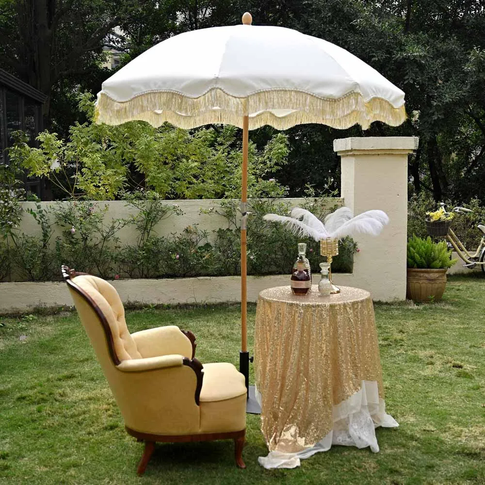 TheLAShop 6 ft 8-Rib Wood Porch Umbrella Tilt Jazz Age