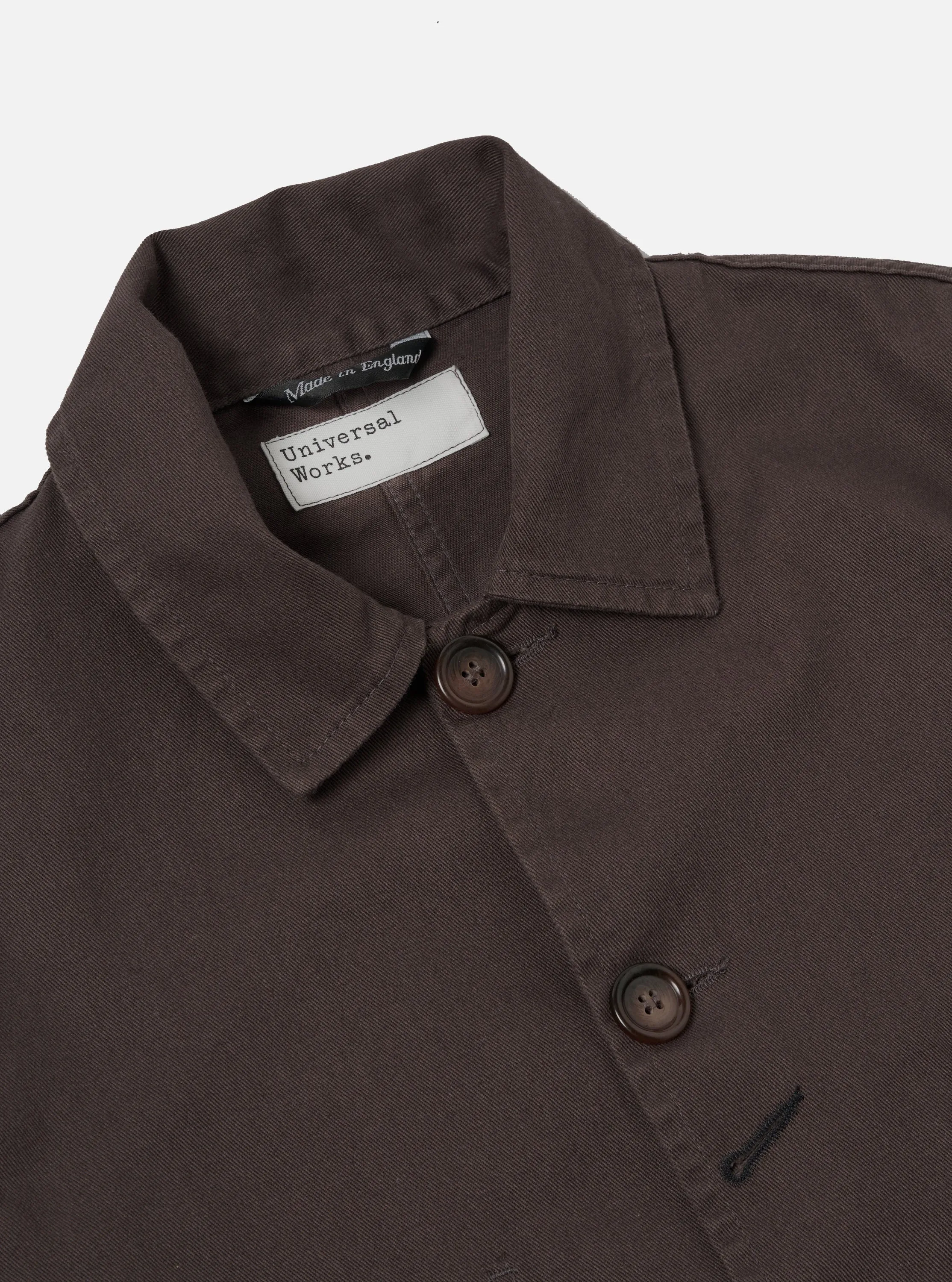 Universal Works Bakers Jacket in Brown Byron Twill