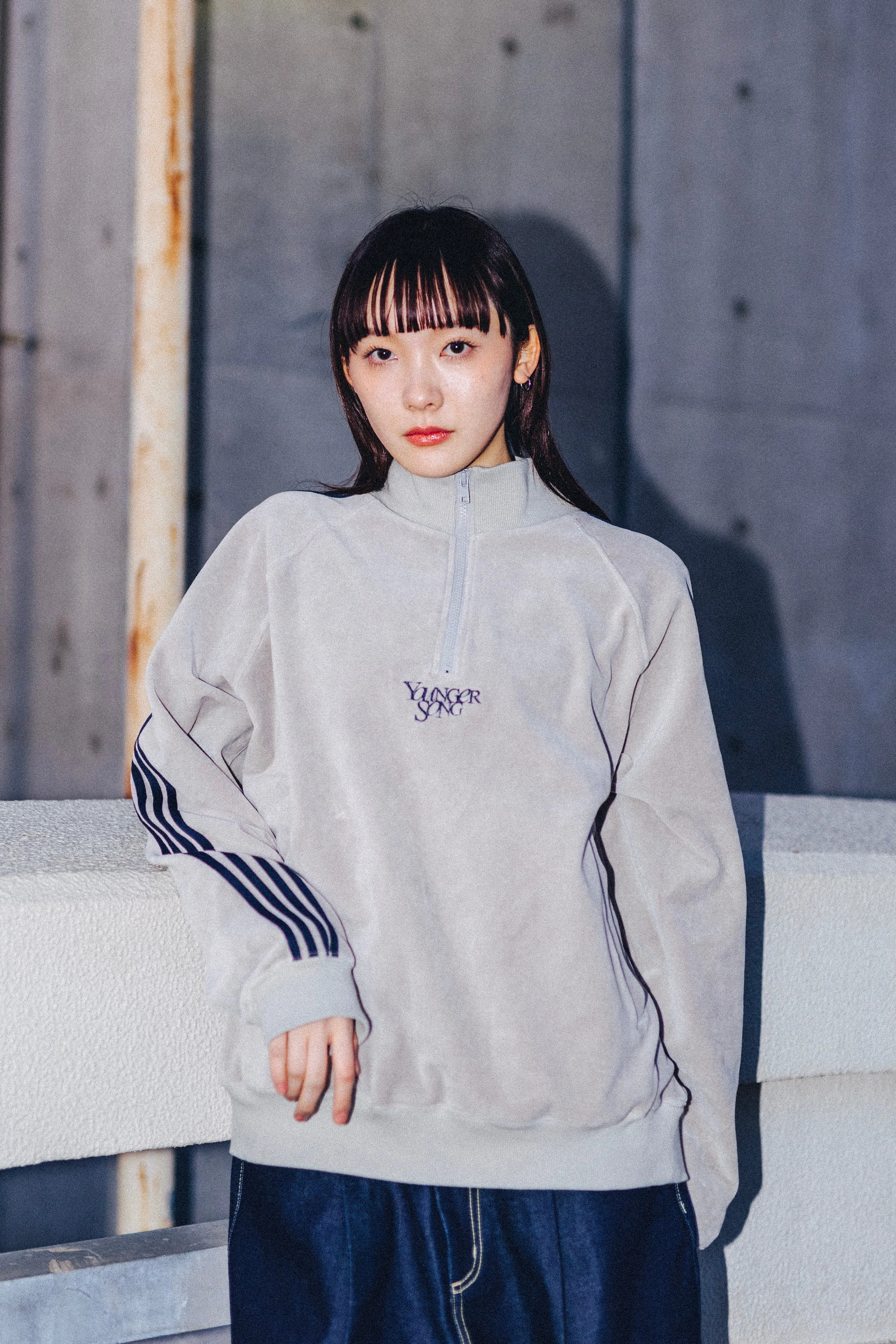 velours half zip track jacket