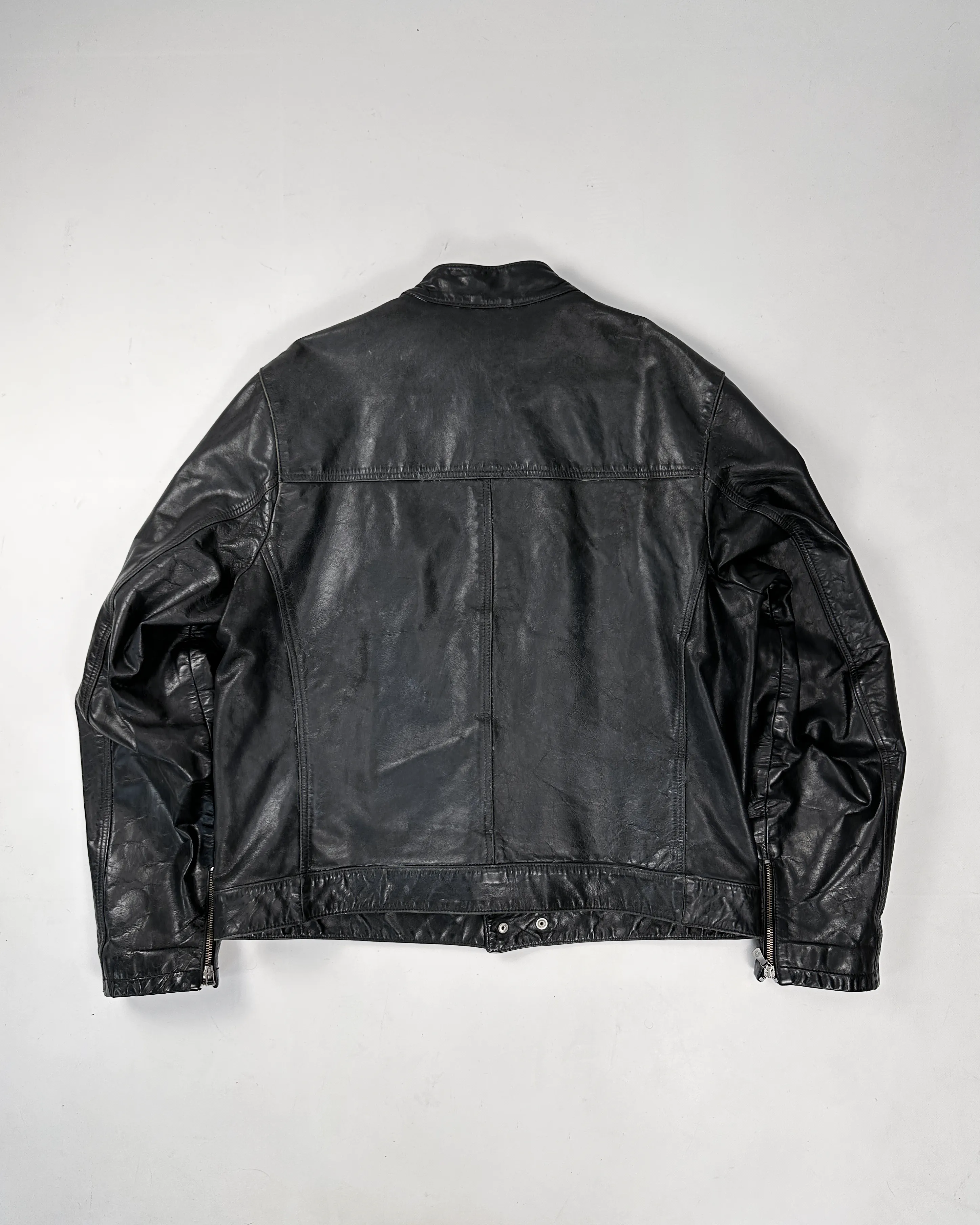 Versace Black 2-Position Black Leather Jacket 1990's