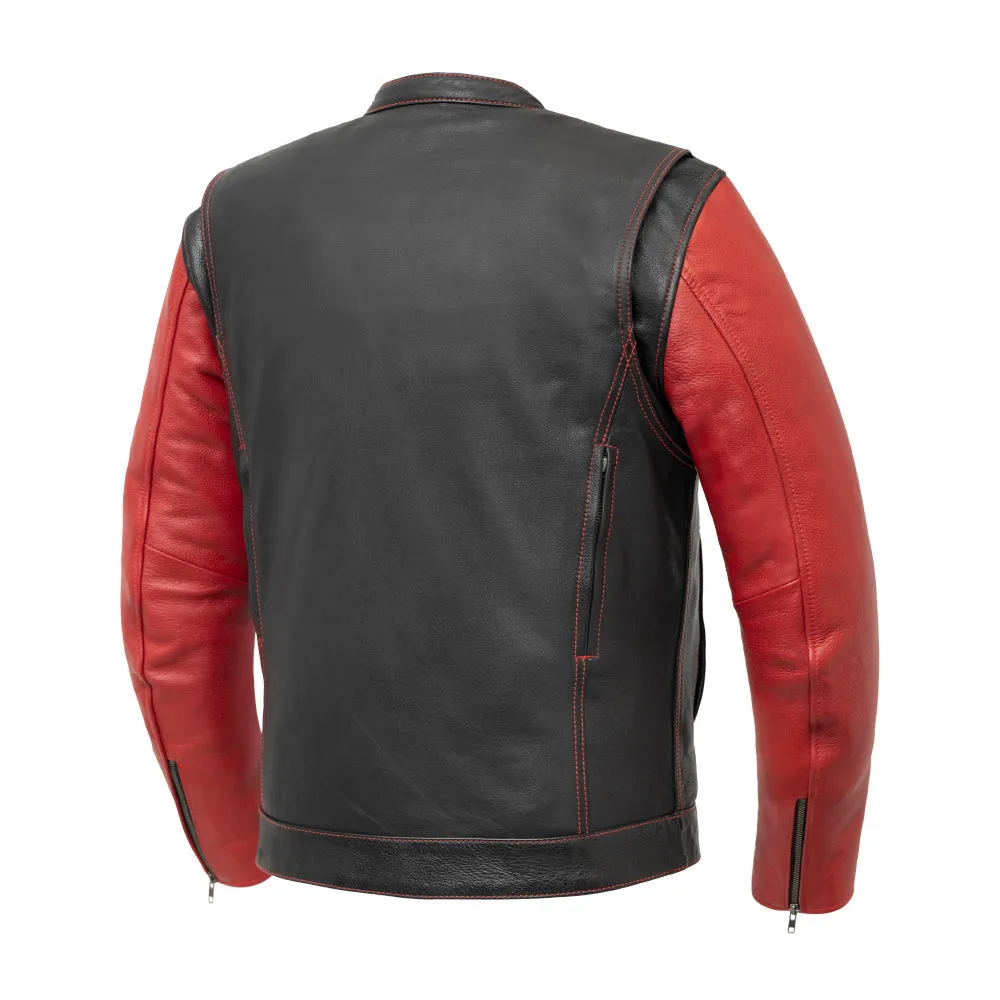 Vincent Cafe Style Leather Jacket Red