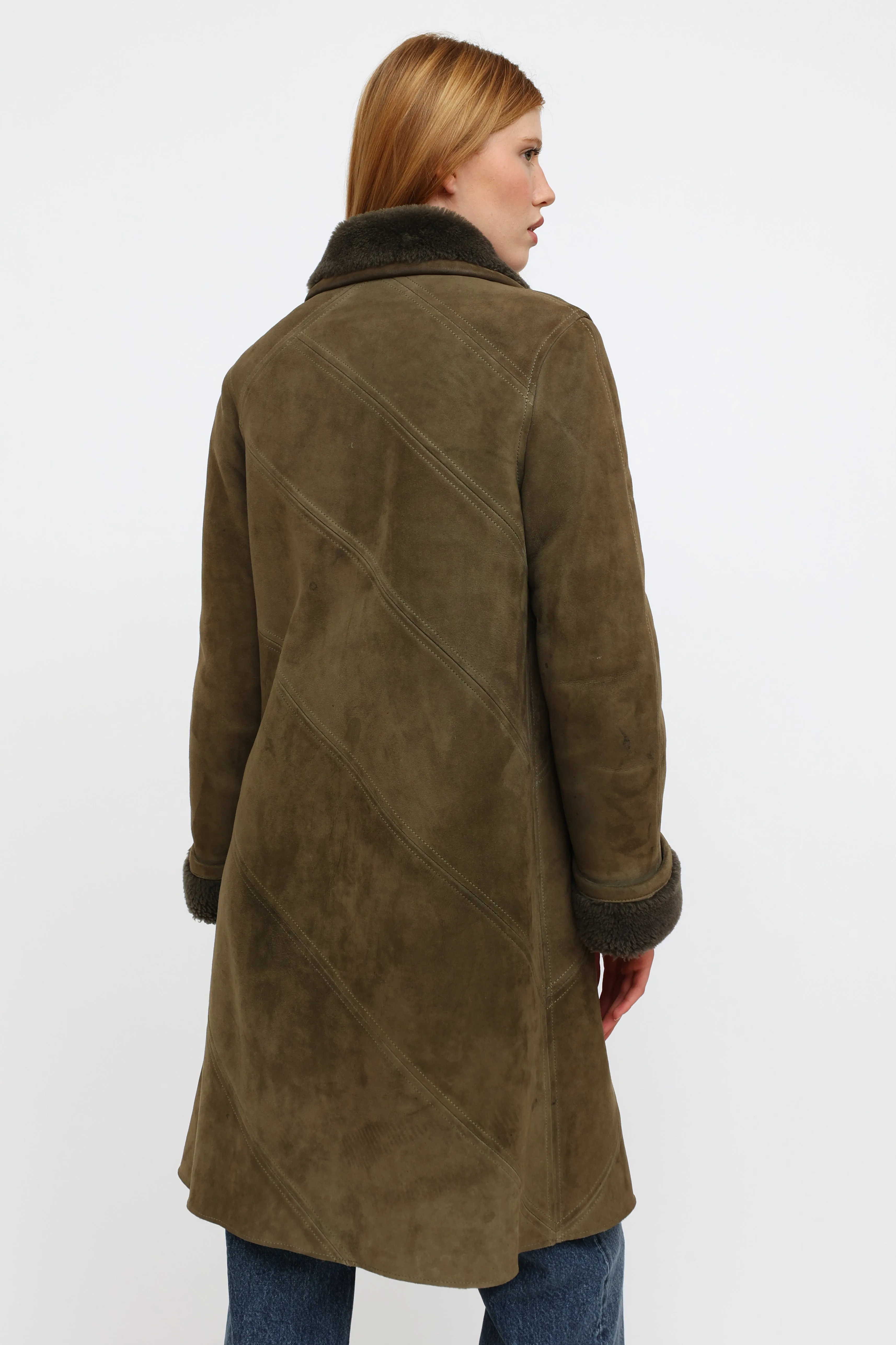 Vintage Green Shearling Coat