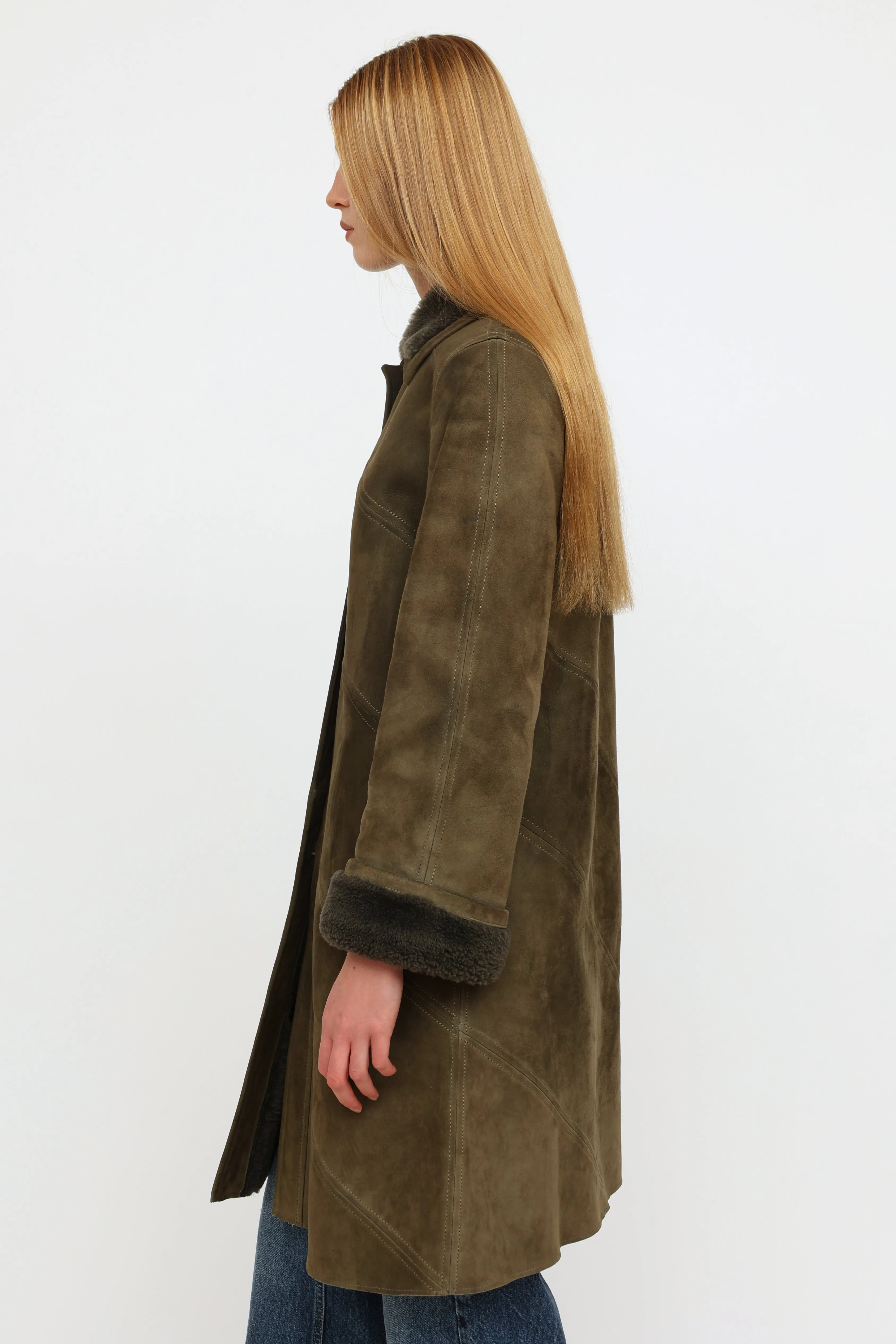 Vintage Green Shearling Coat