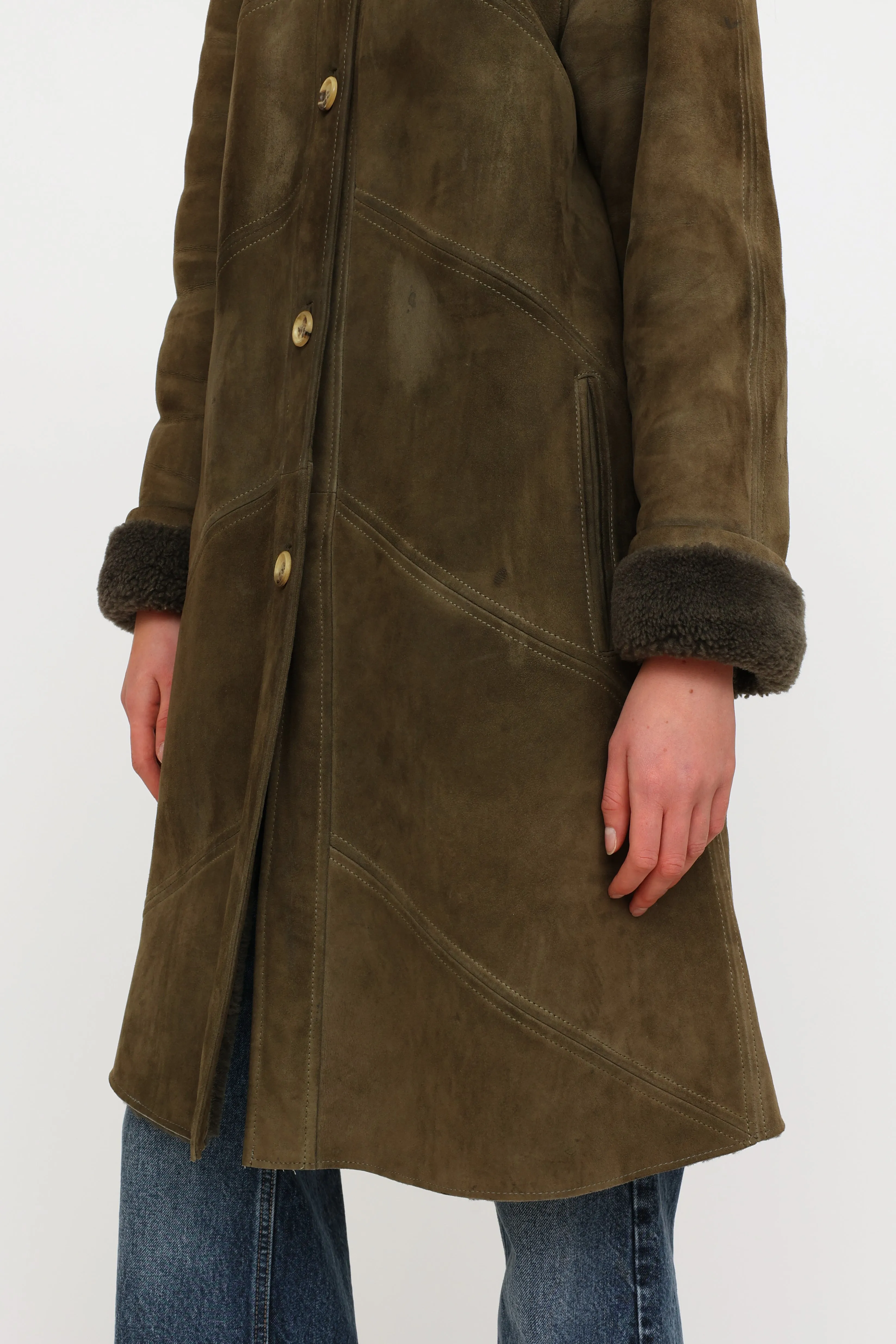 Vintage Green Shearling Coat