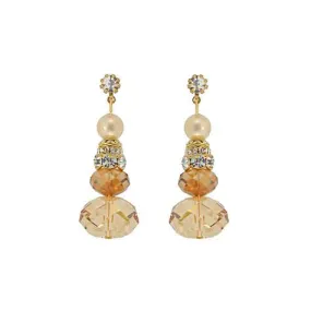 Vintage Style Oval Bead Earrings with Pearl